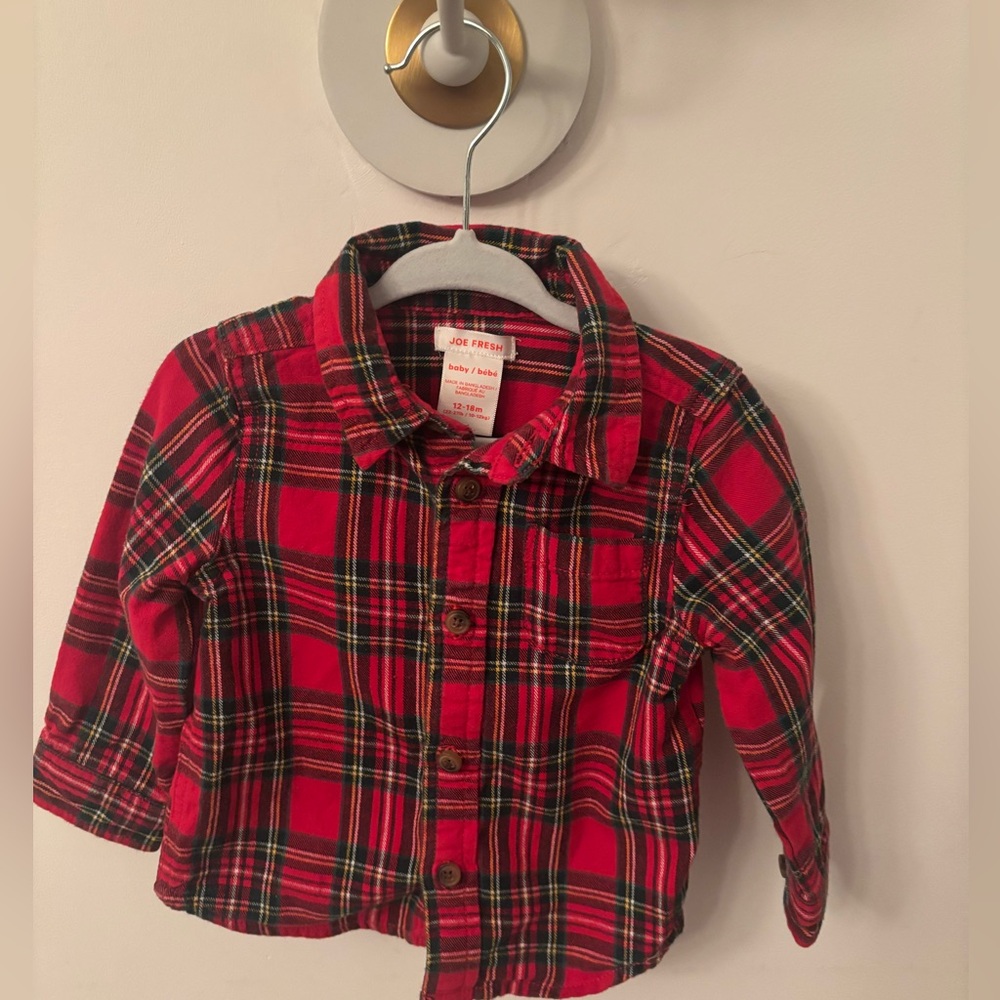 Joe Fresh Kids Red and Black Plaid Shirt
